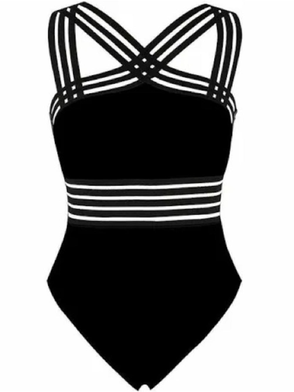 Hilor One Piece Black Crossover Swimsuit Hollow Bathing Suit Size: Medium